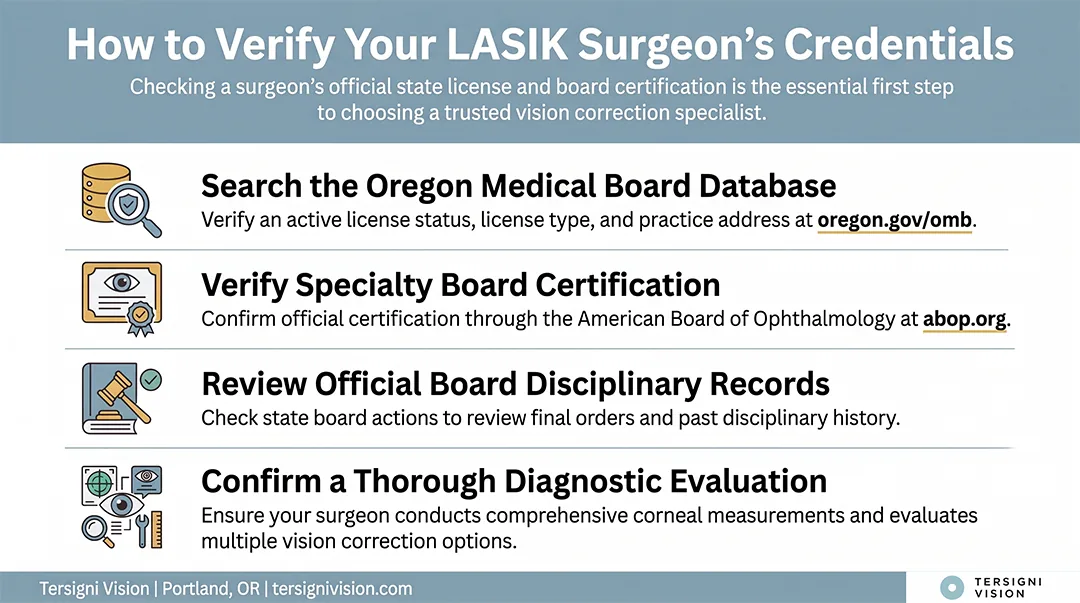 infographic: how to verify your LASIK surgeon's credentials